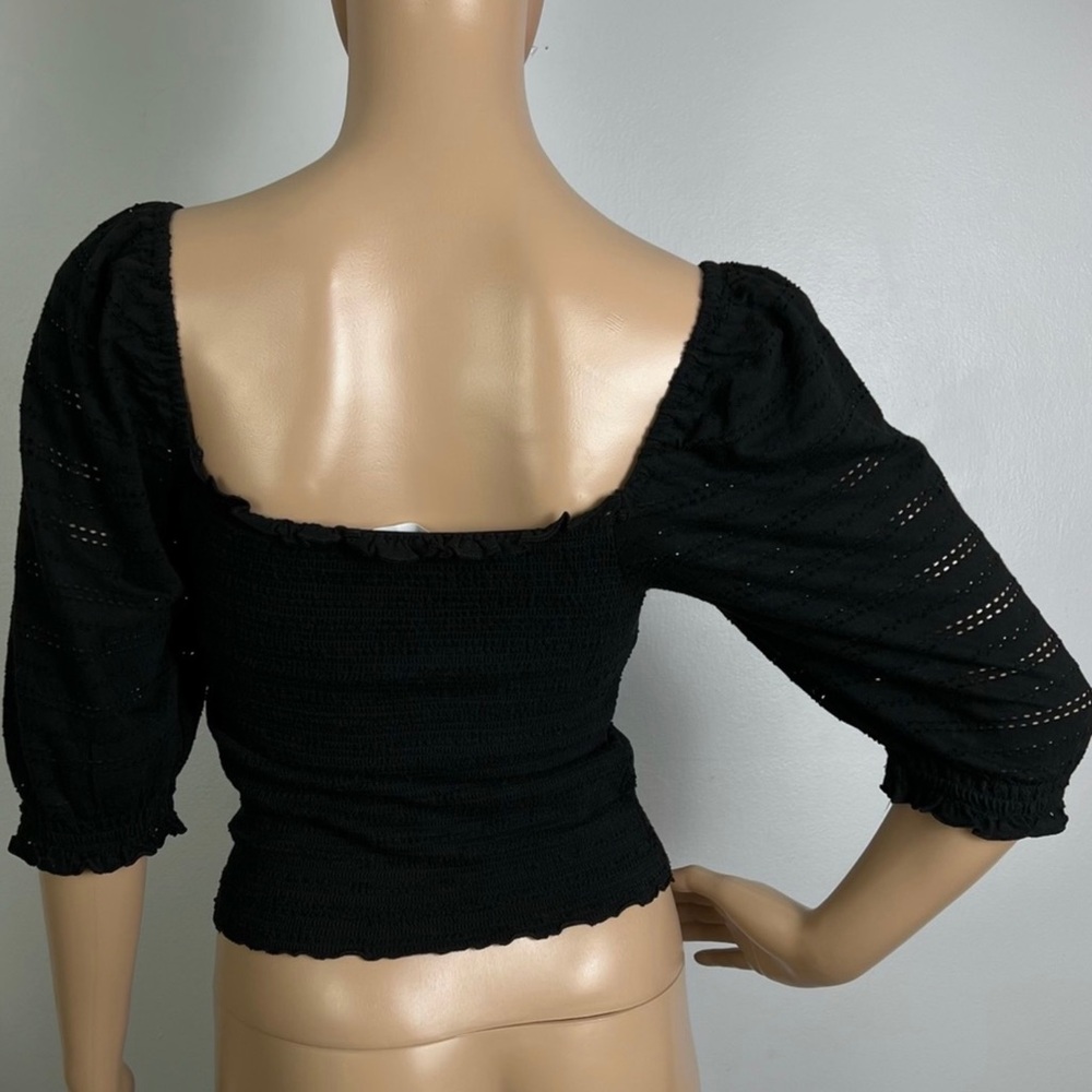 NEW SAMSØE SAMSØE BLACK SMOCKED TOP - Picture 7 of 9